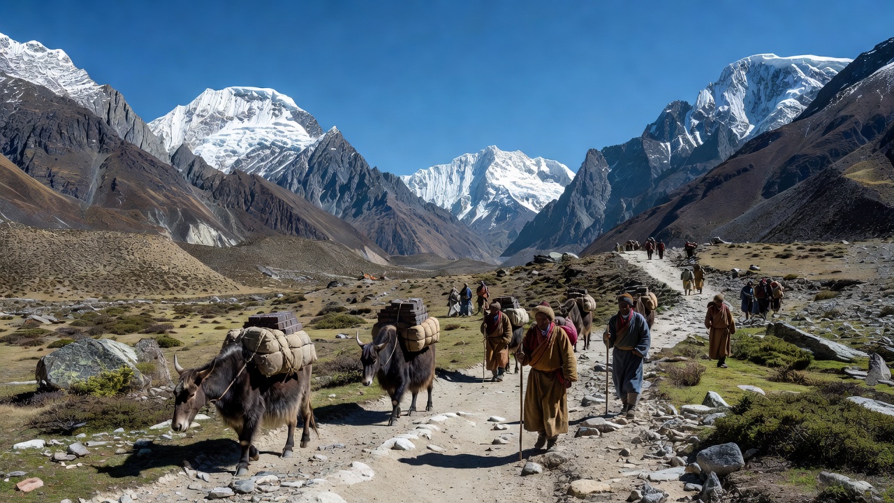 High Himalayan mountain pass along the historic Tea Horse Road